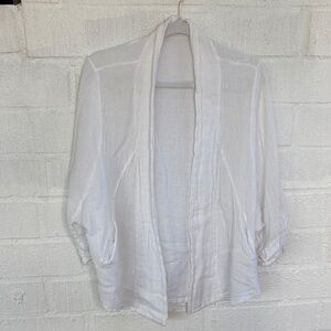 Meo Meli Linen Open Front White Cardigan sz M